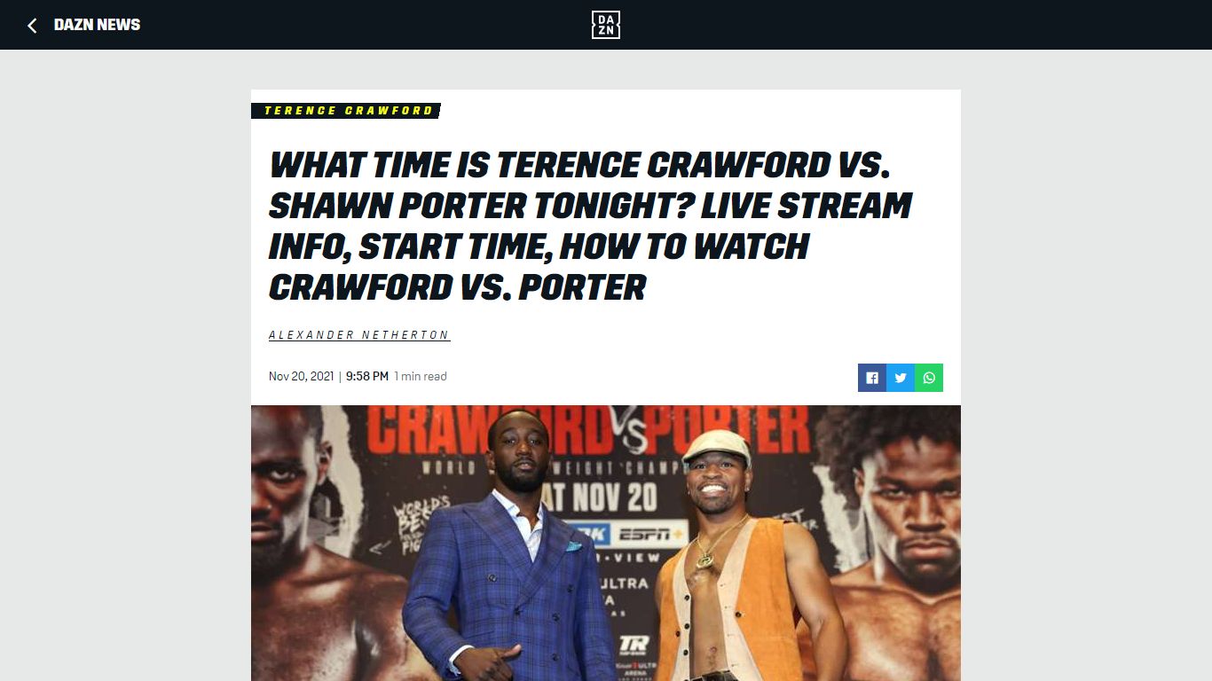 What time is Terence Crawford vs. Shawn Porter tonight? Live stream ...