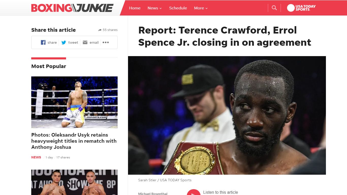 Report: Terence Crawford vs. Errol Spence Jr. closing in on agreement